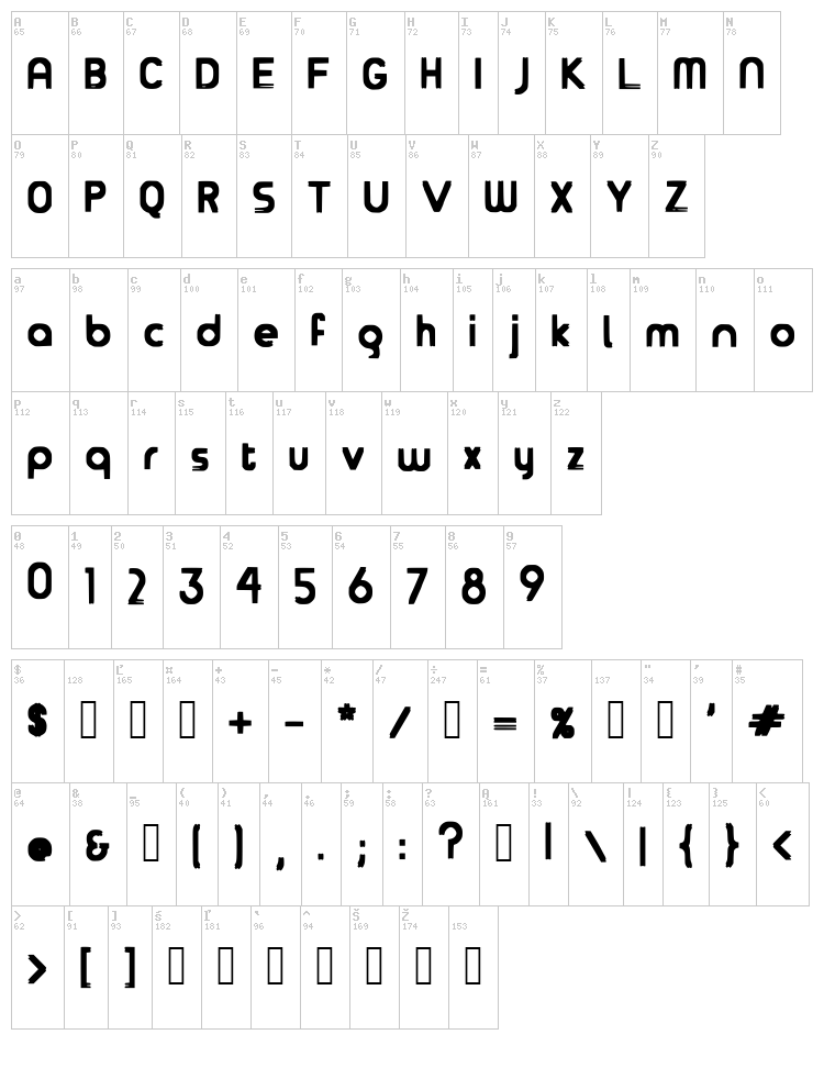 Over Sea font map